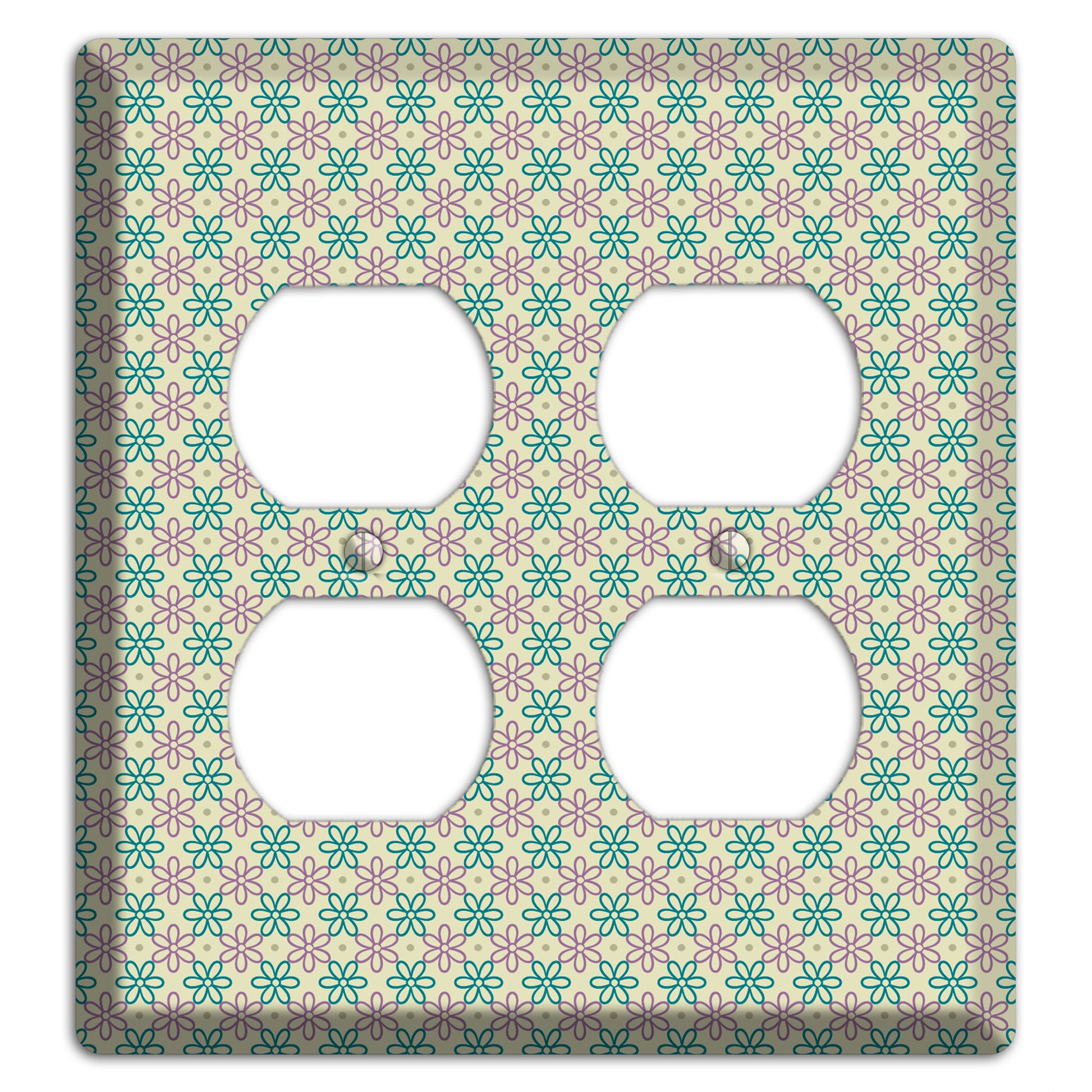 Large Green and Lavender Foulard 2 Duplex Wallplate