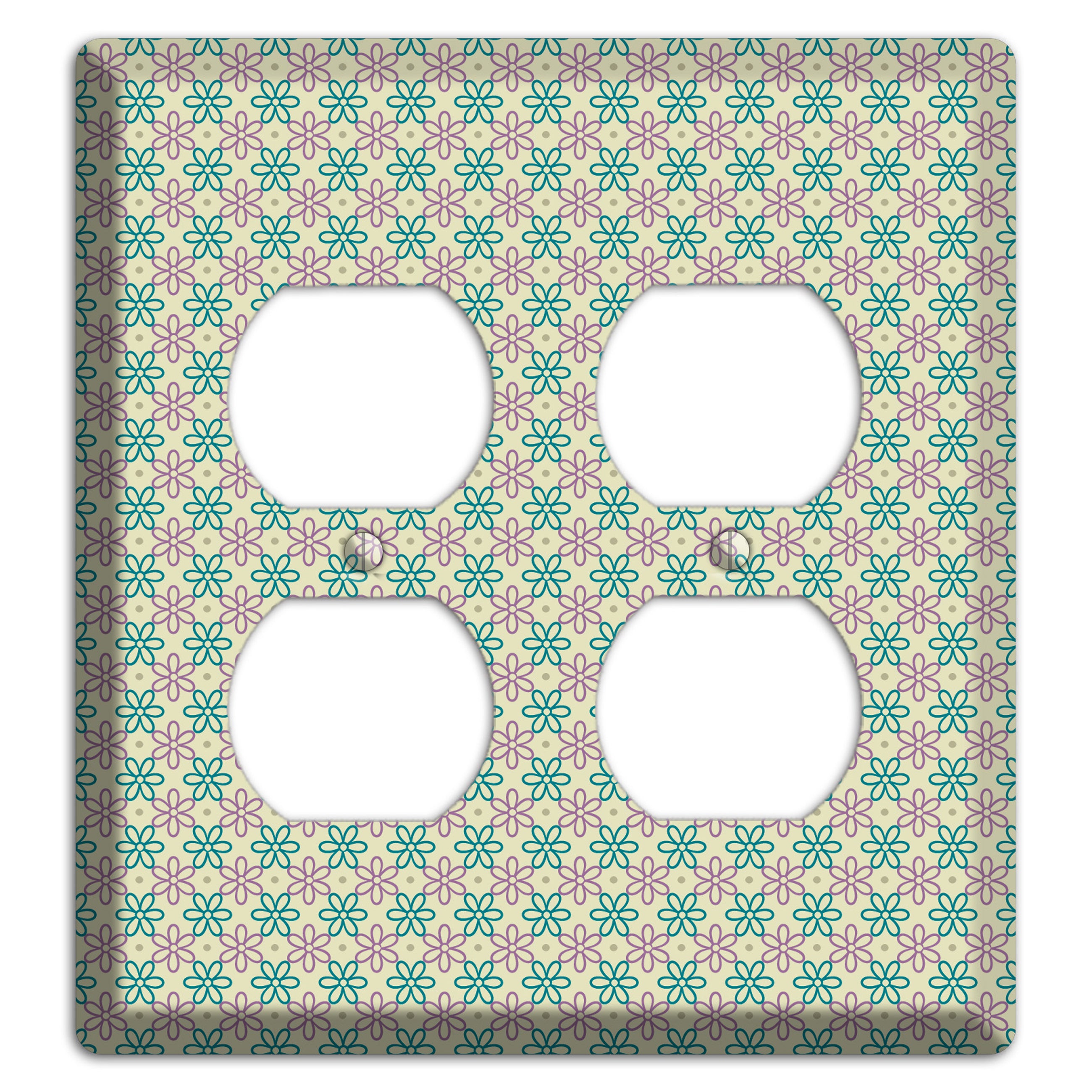 Large Green and Lavender Foulard 2 Duplex Wallplate