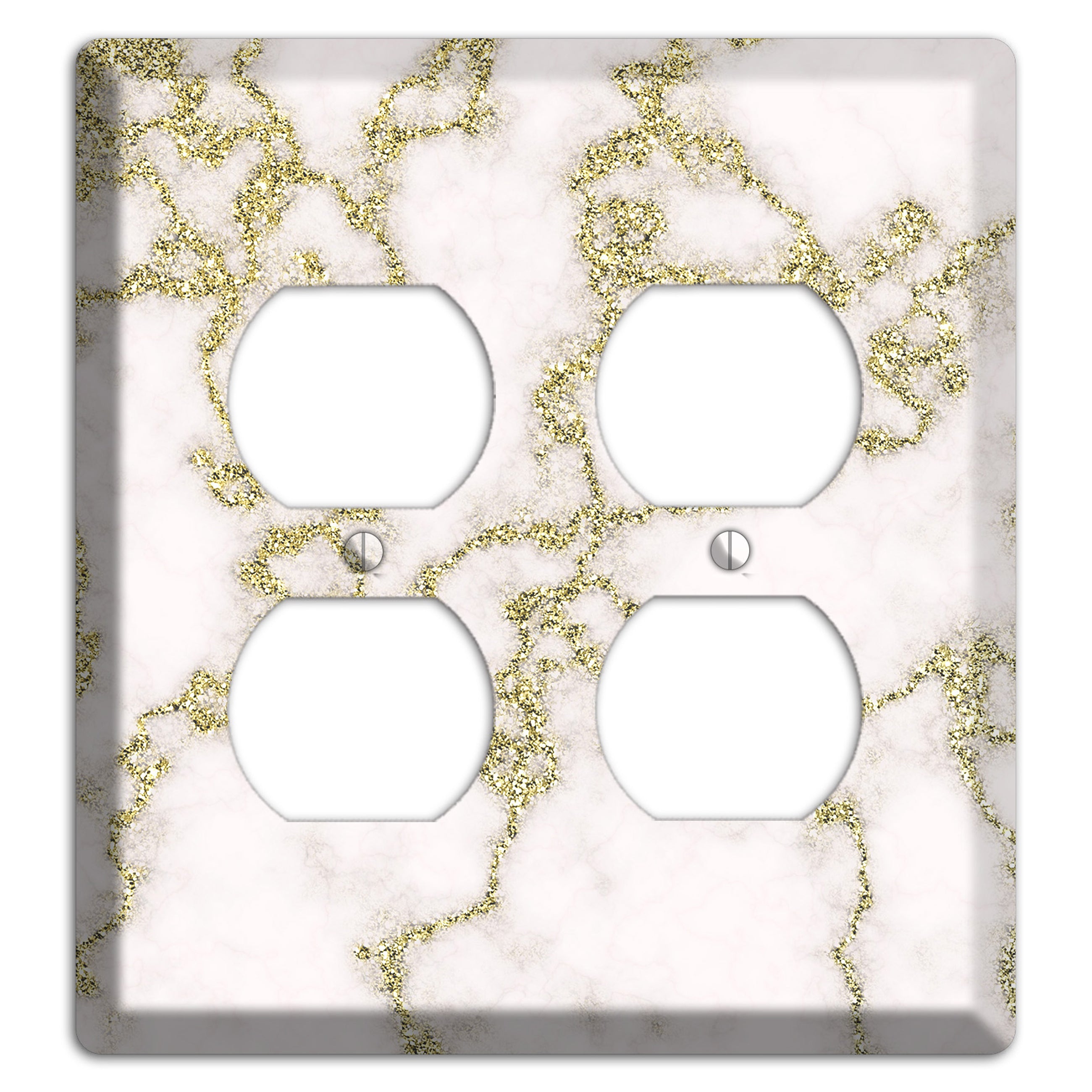 White and Gold Marble Shatter 2 Duplex Wallplate
