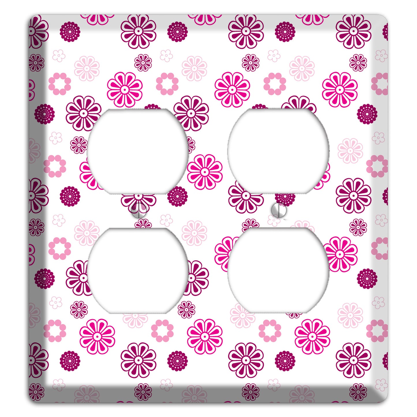 Maroon and Pink Retro Floral 2 Duplex Wallplate