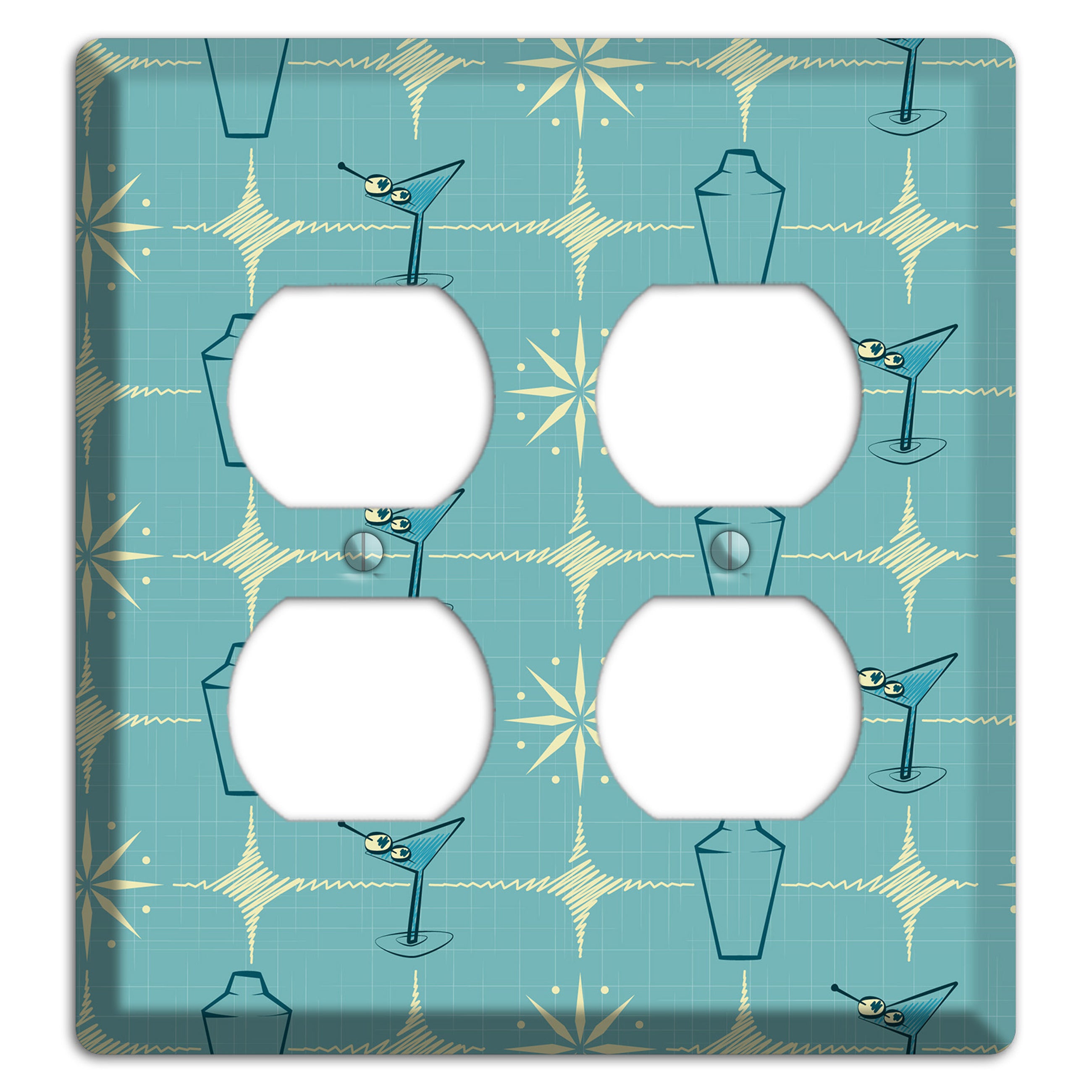 Blue Shaker and Martini 2 Duplex Wallplate