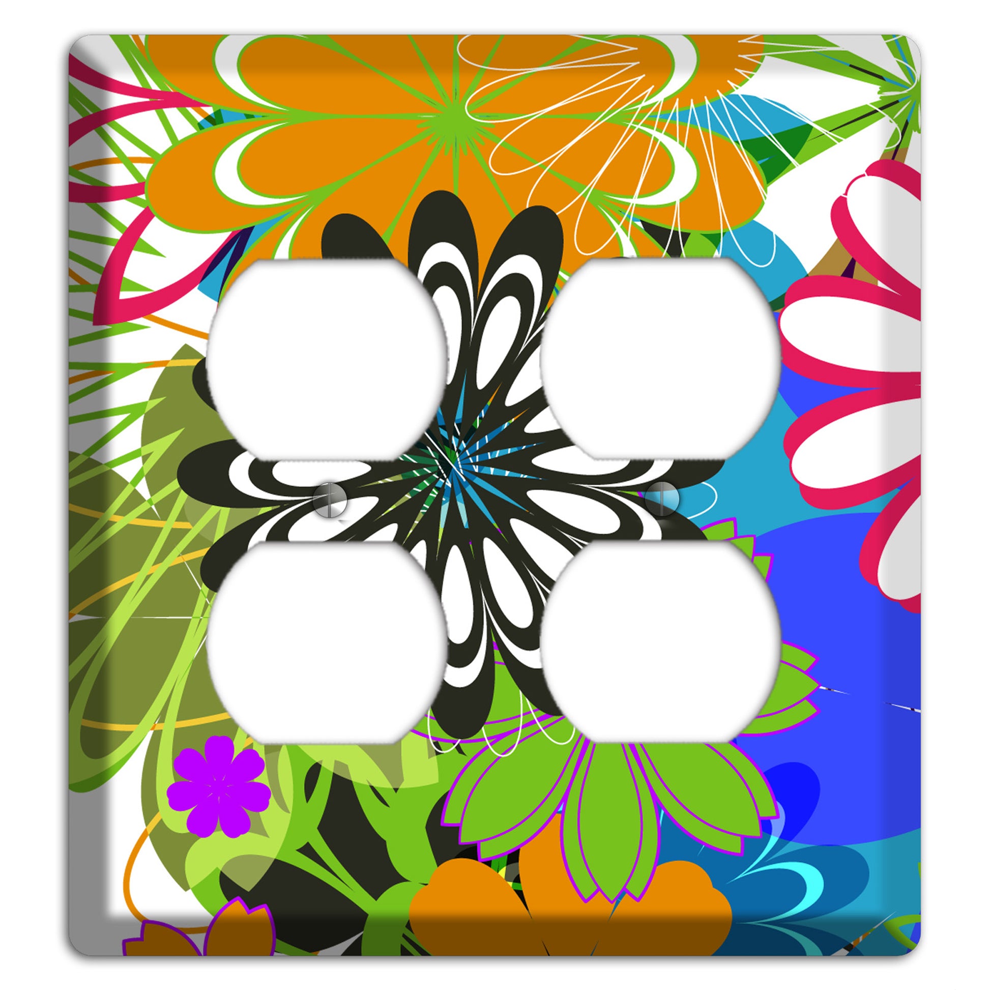 Multi Retro Flowers 2 Duplex Wallplate