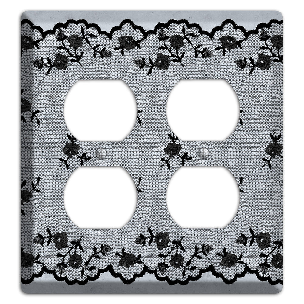 Embroidered Floral Gray 2 Duplex Wallplate