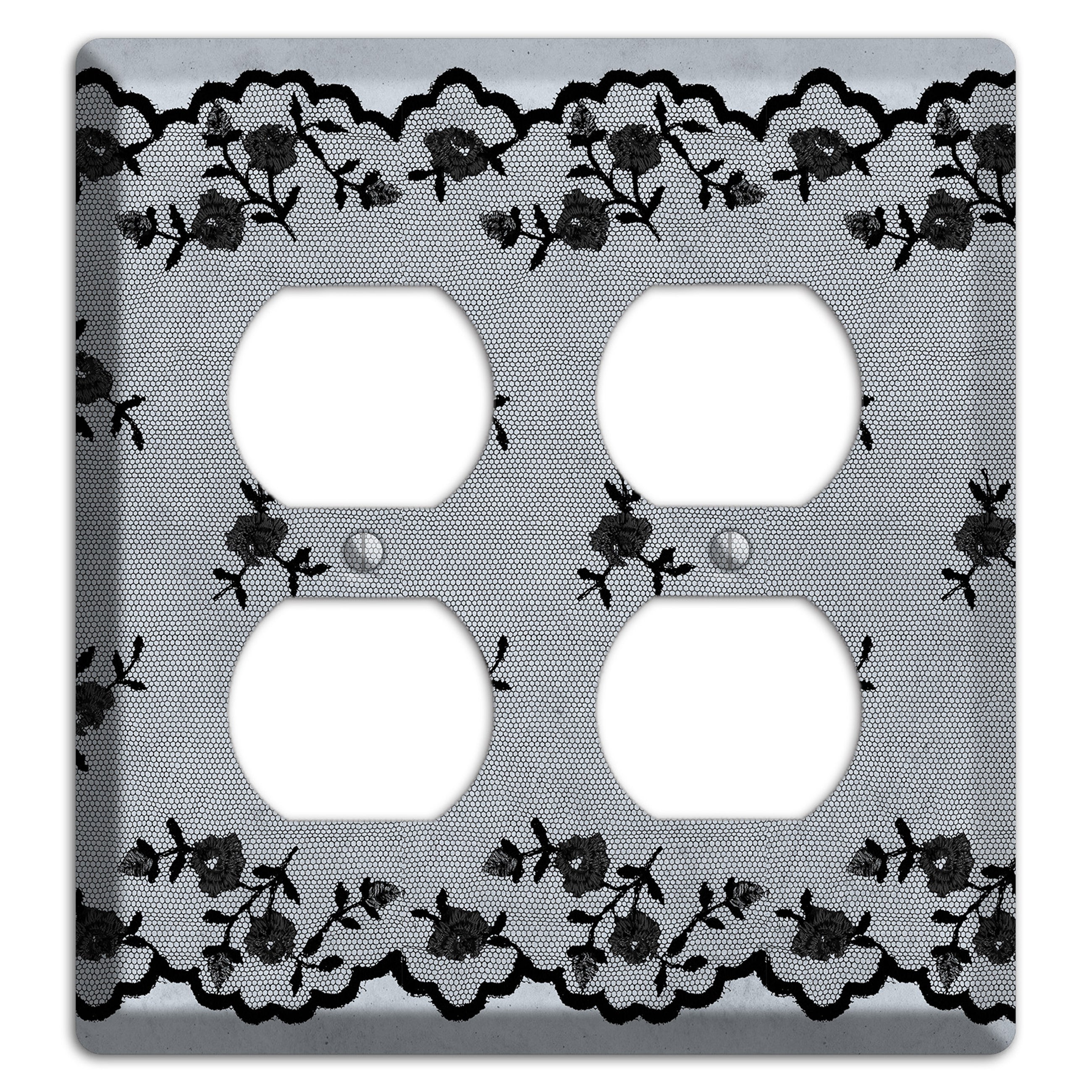 Embroidered Floral Gray 2 Duplex Wallplate