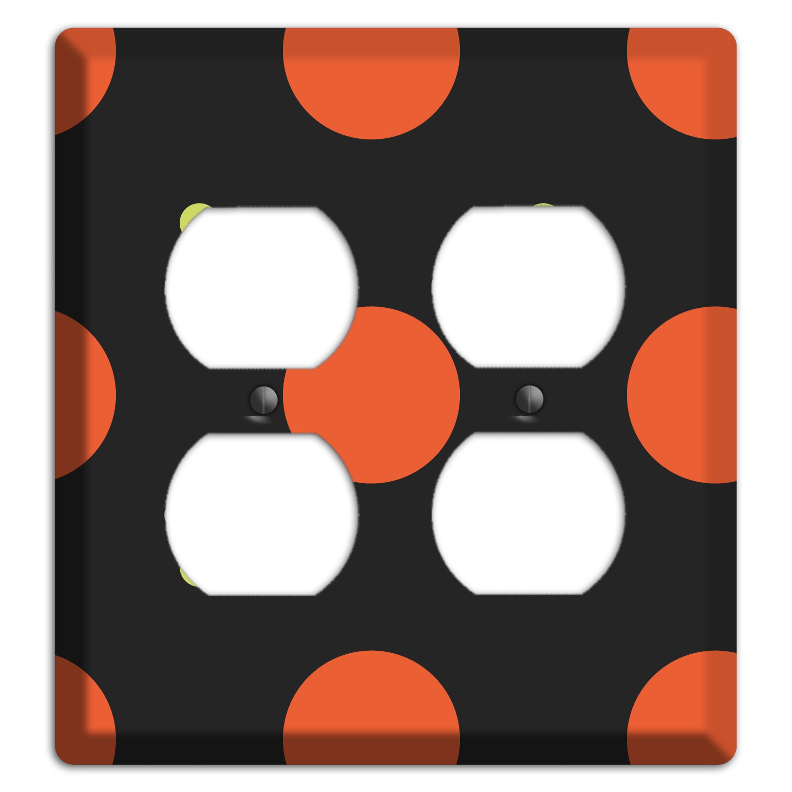Black wih Orange and Lime Multi Tiled Medium Dots 2 Duplex Wallplate