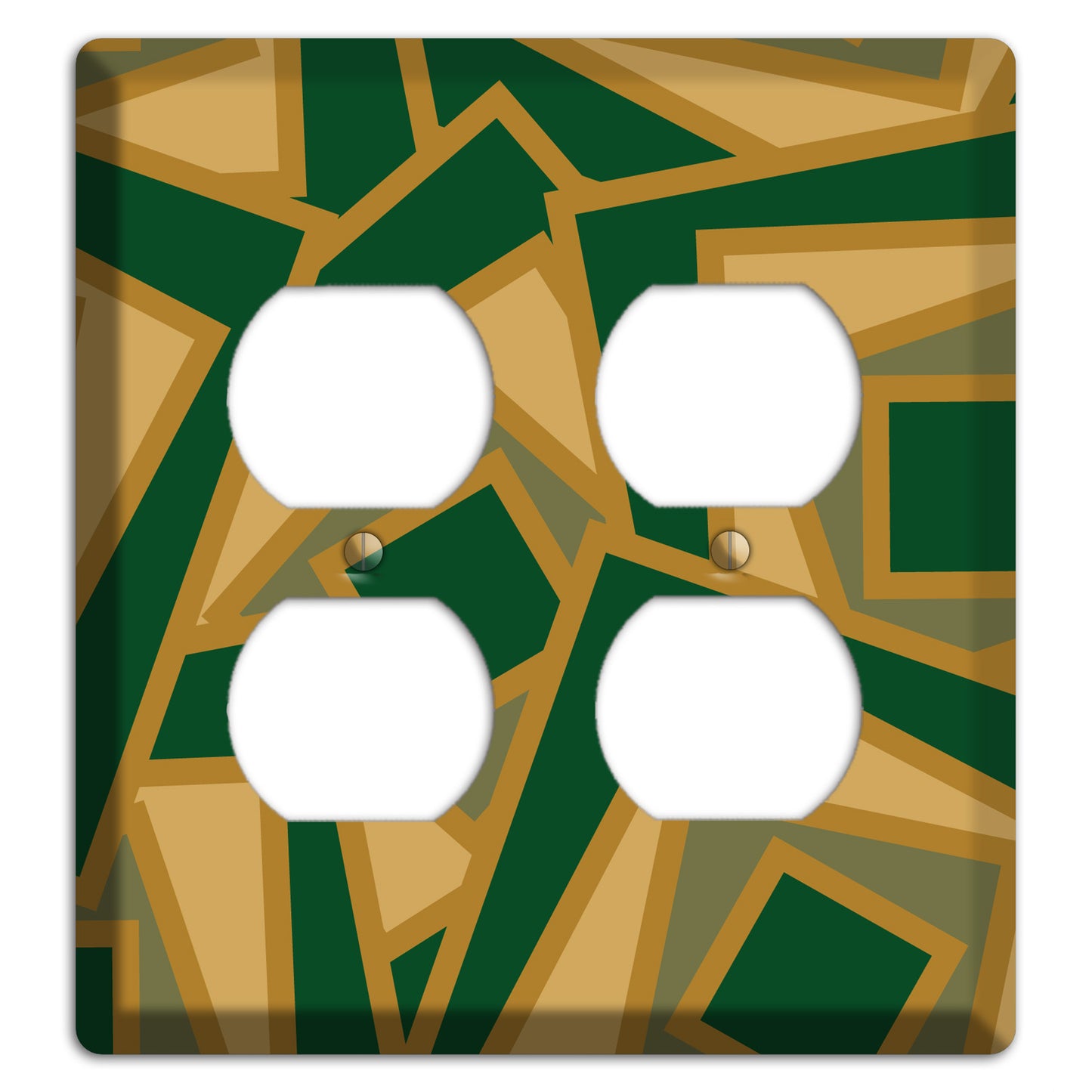 Green and Beige Retro Cubist 2 Duplex Wallplate