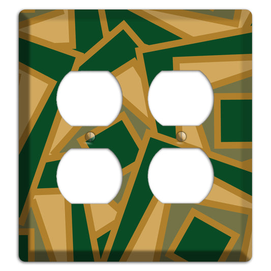 Green and Beige Retro Cubist 2 Duplex Wallplate