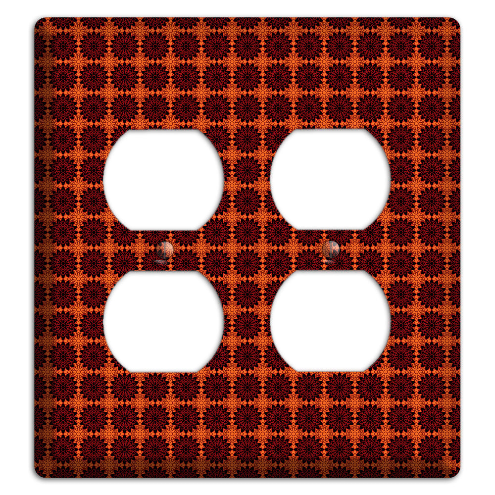 Red with Tiled Maroon Foulard 2 Duplex Wallplate