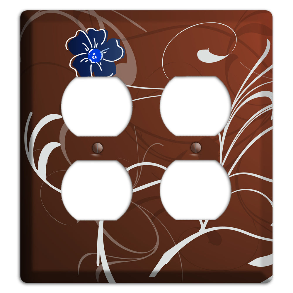 Brown Flower with Swirl 2 Duplex Wallplate