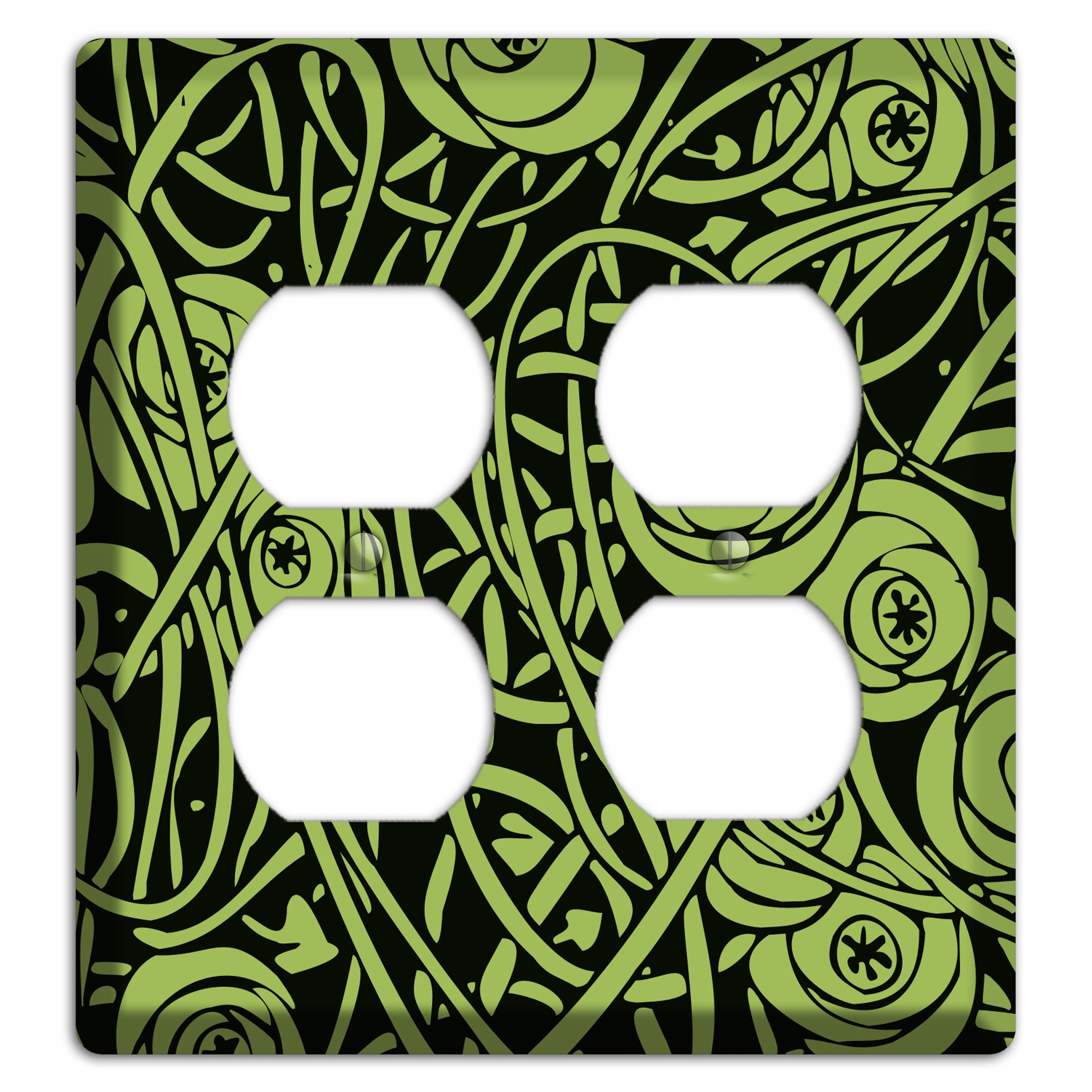 Green Deco Floral 2 Duplex Wallplate