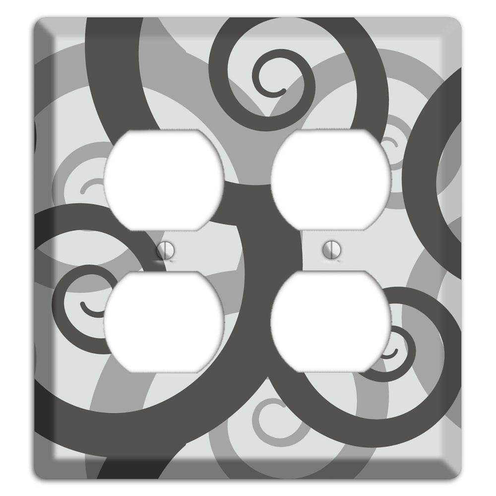 Grey with Black Large Swirl 2 Duplex Wallplate