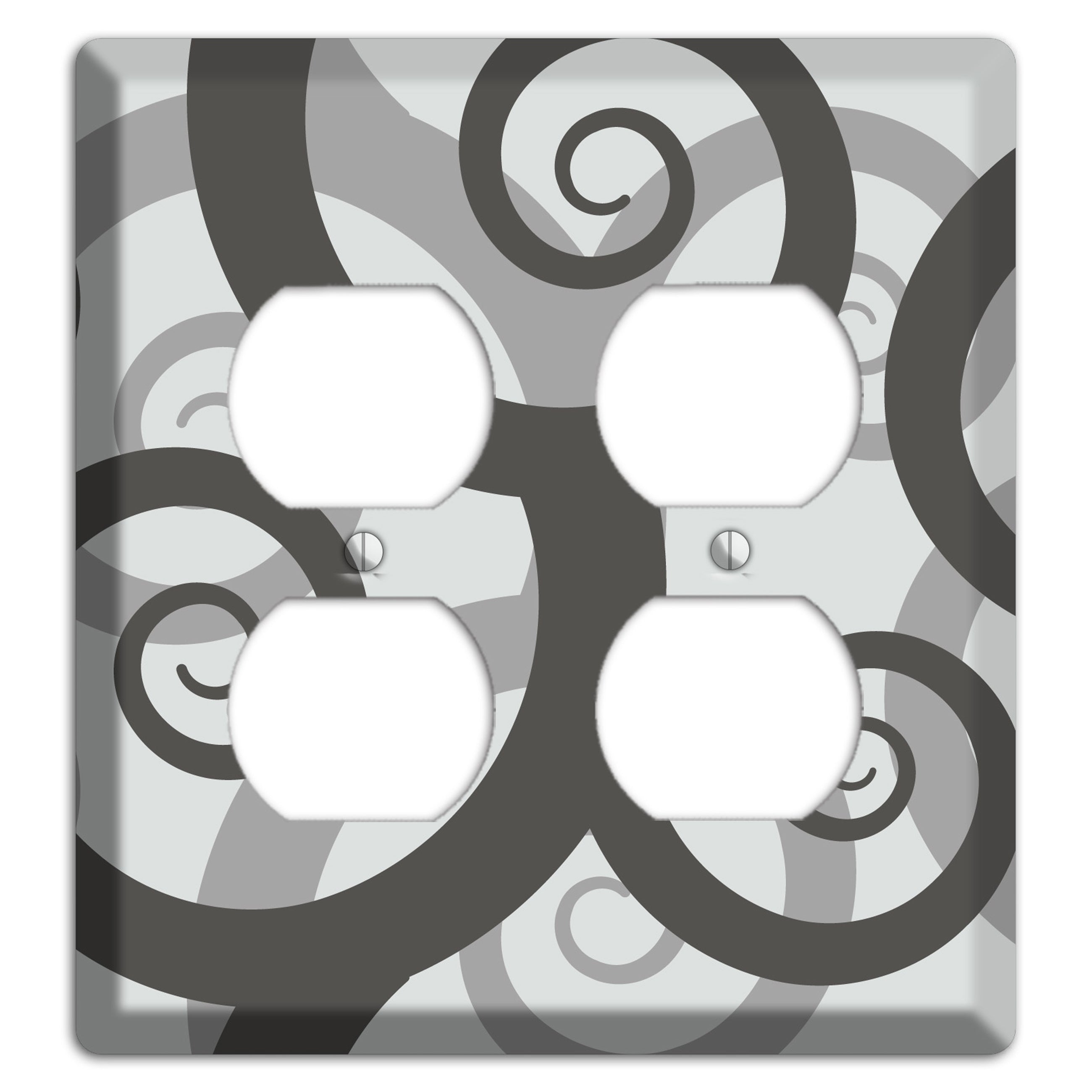 Grey with Black Large Swirl 2 Duplex Wallplate