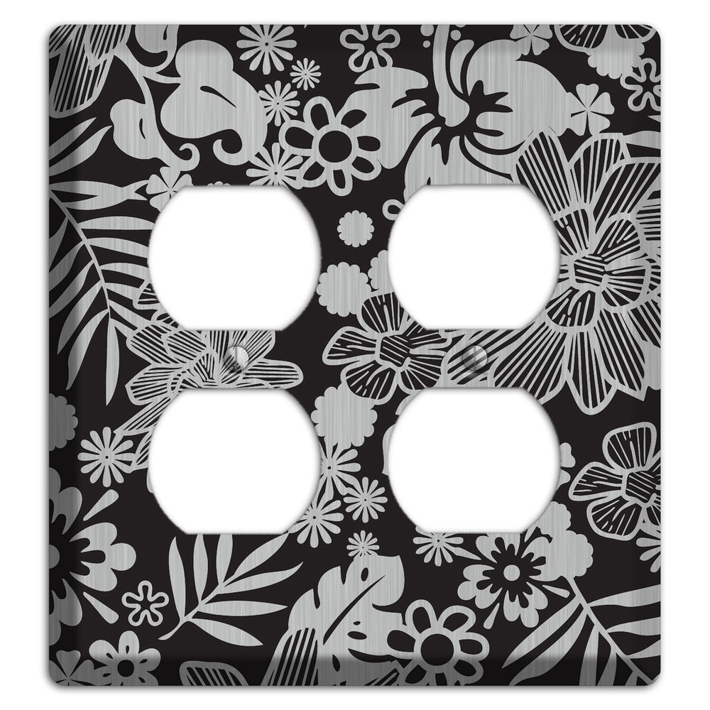 Black with Stainless Steel Tropical 2 Duplex Wallplate