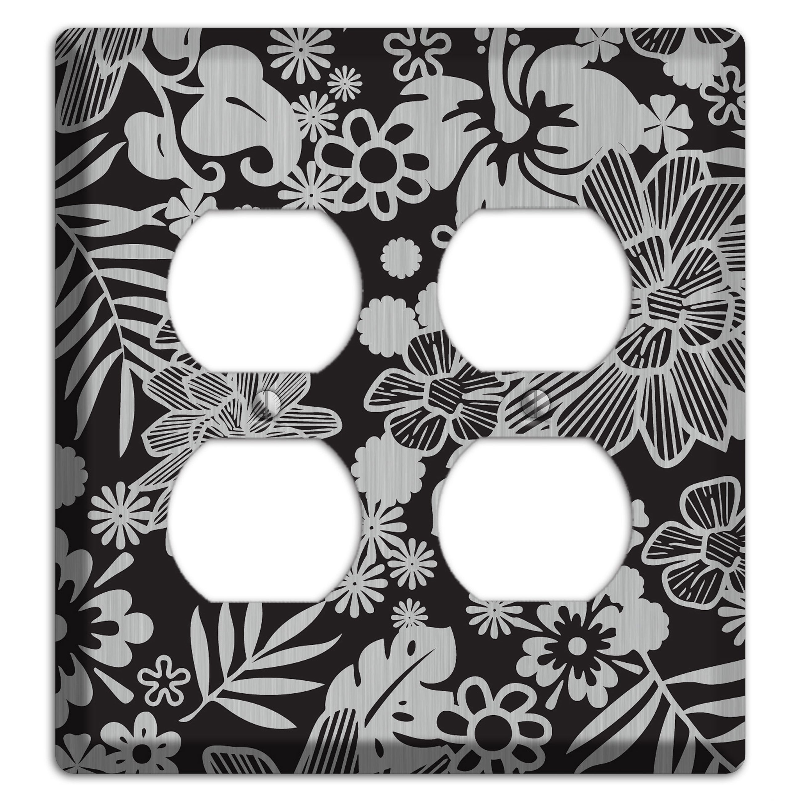 Black with Stainless Tropical 2 Duplex Wallplate