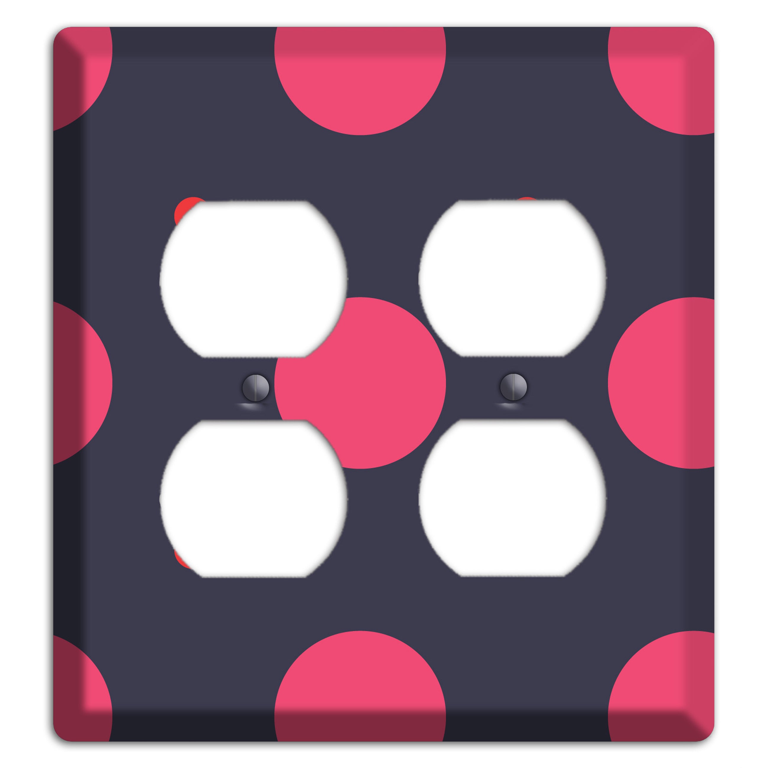 Dark Grey with Fuschia Multi Tiled Medium Dots 2 Duplex Wallplate