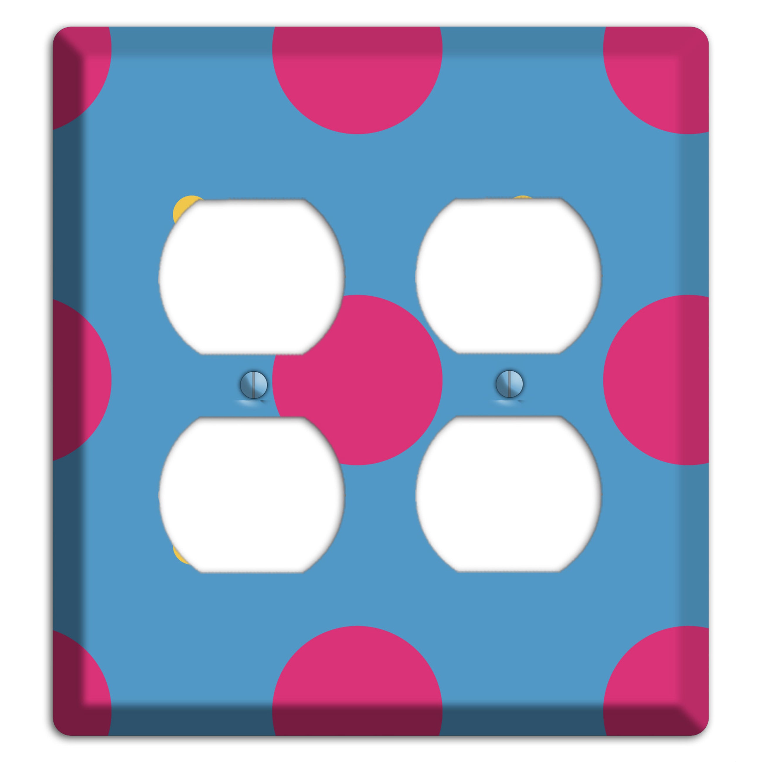 Blue with Pink and Yellow Multi Tiled Medium Dots 2 Duplex Wallplate