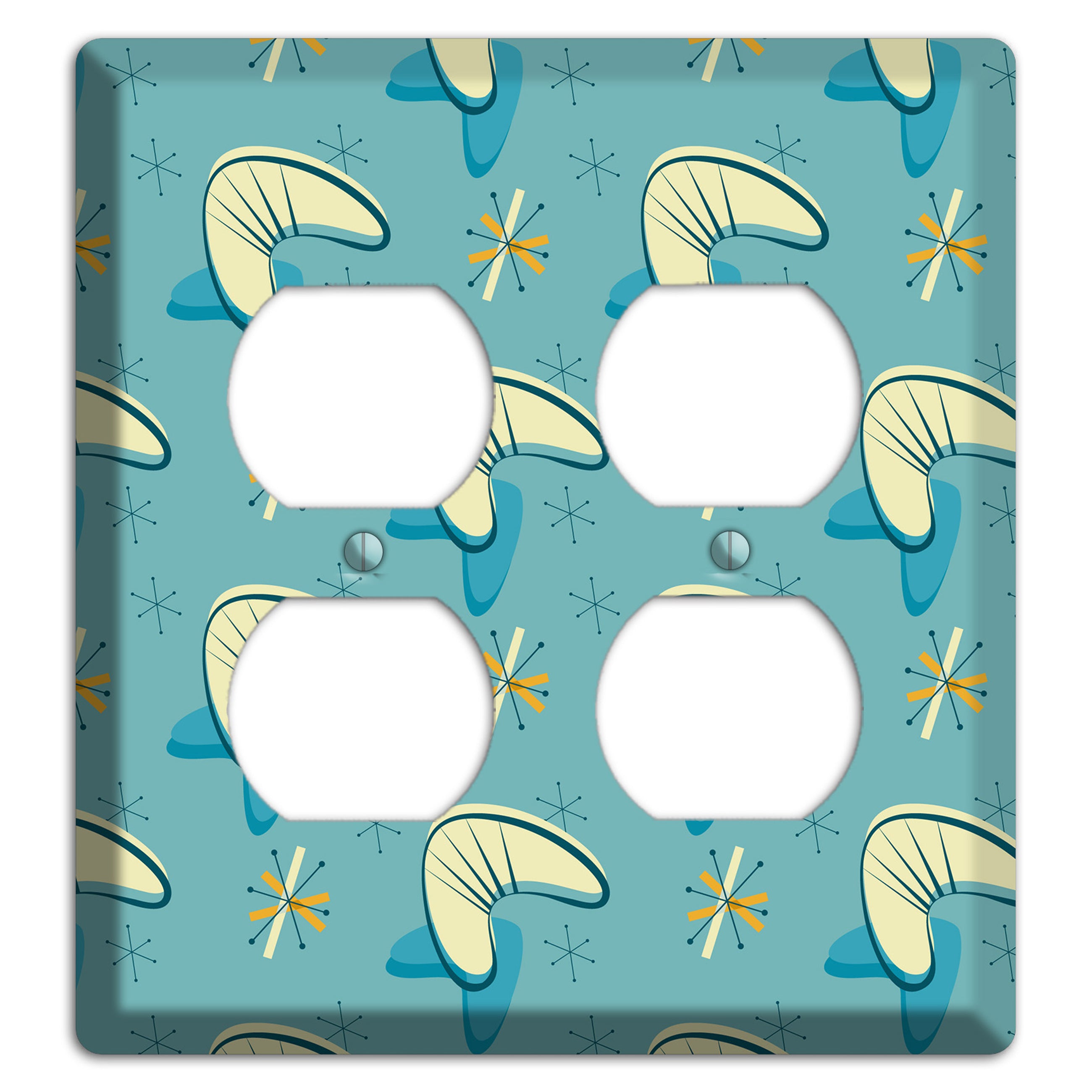 Yellow and Blue Boomerang 2 Duplex Wallplate
