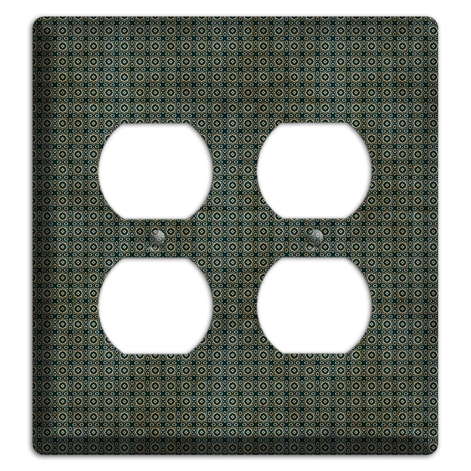 Dark Green Grunge Tiny Tiled Tapestry 2 Duplex Wallplate