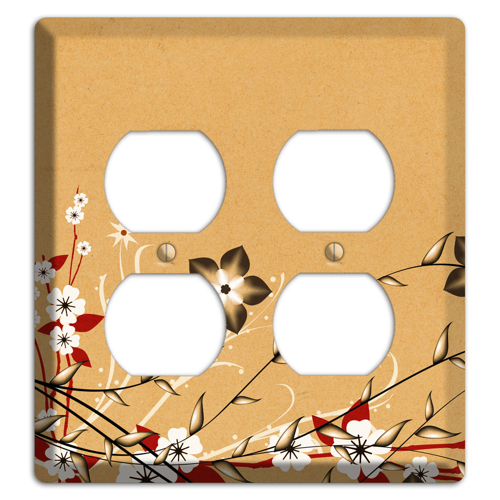Delicate Red Flowers 2 2 Duplex Wallplate