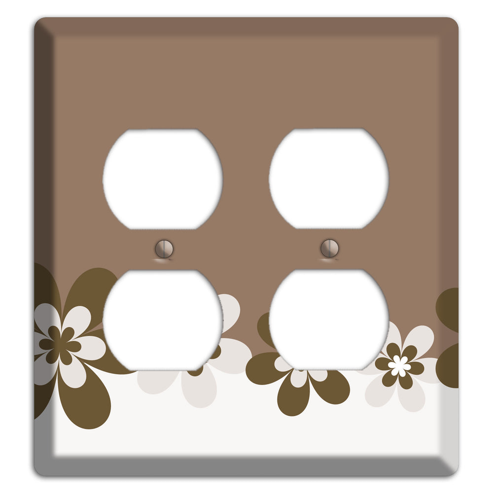 Brown Hippie Flowers 2 Duplex Wallplate