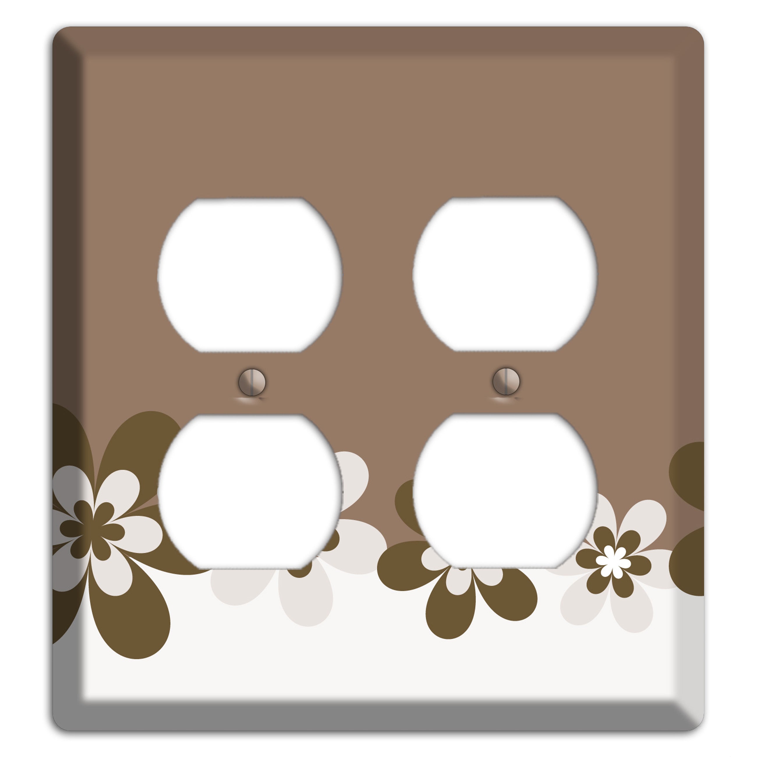 Brown Hippie Flowers 2 Duplex Wallplate