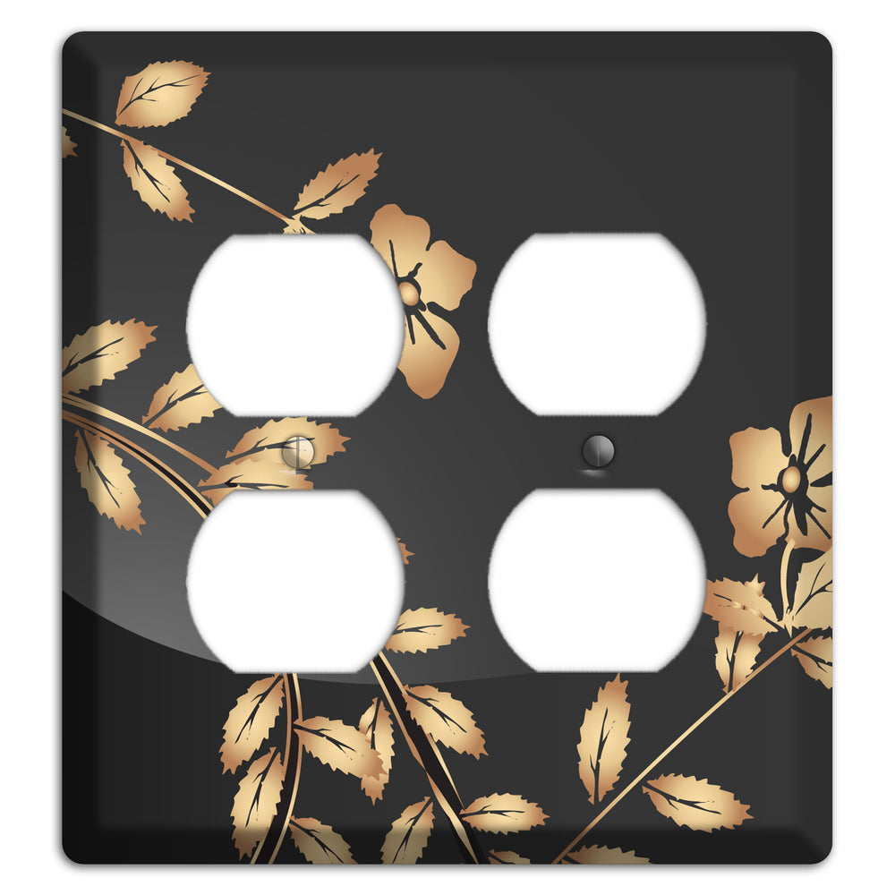 Black Sprig 2 Duplex Wallplate