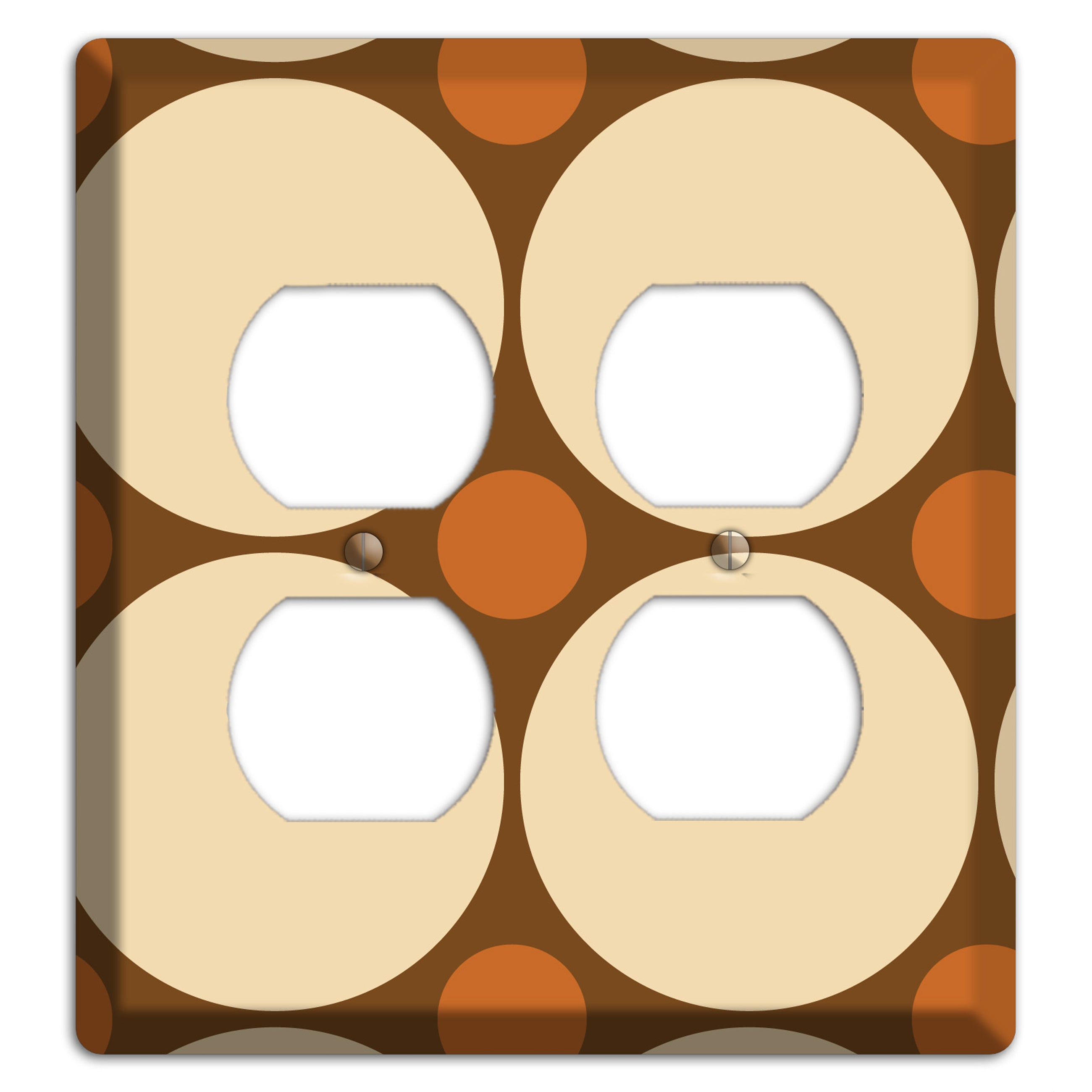 Brown with Beige and Umber Multi Tiled Large Dots 2 Duplex Wallplate