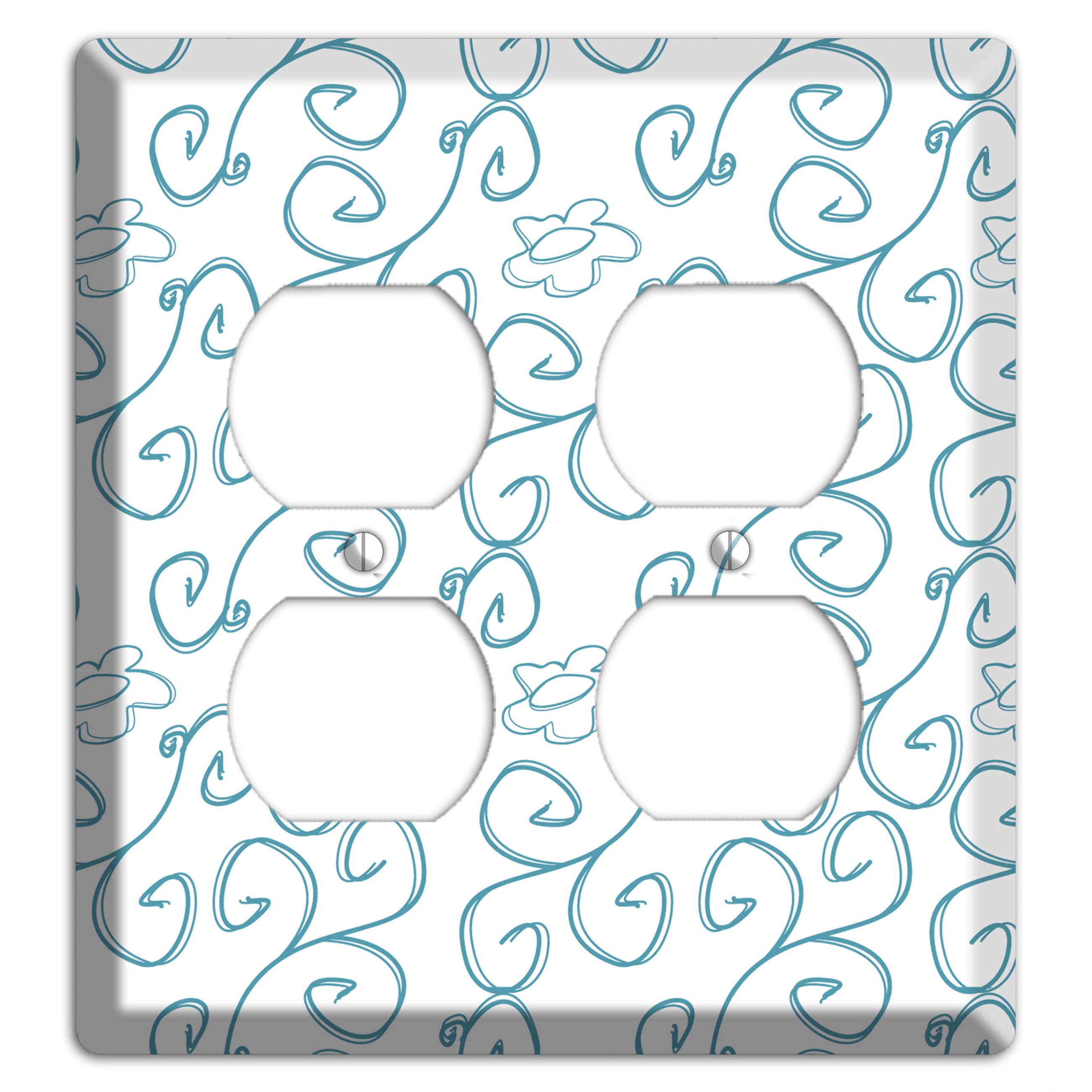 Blue Scroll Flower Contour 2 Duplex Wallplate