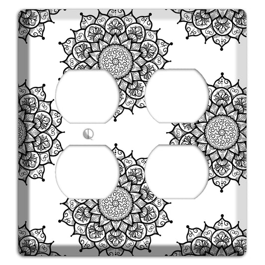 Mandala Black and White Style S Cover Plates 2 Duplex Wallplate