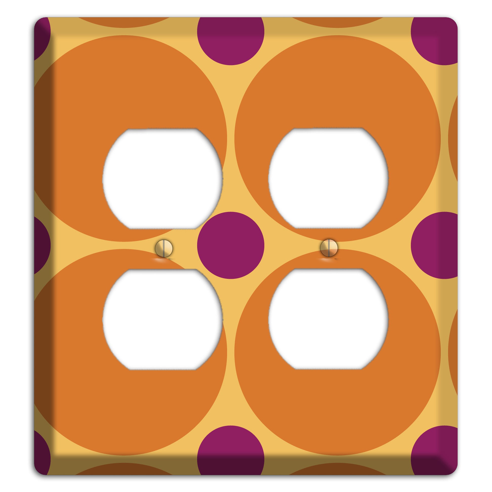 Orange with Umber and Plum Multi Tiled Large Dots 2 Duplex Wallplate