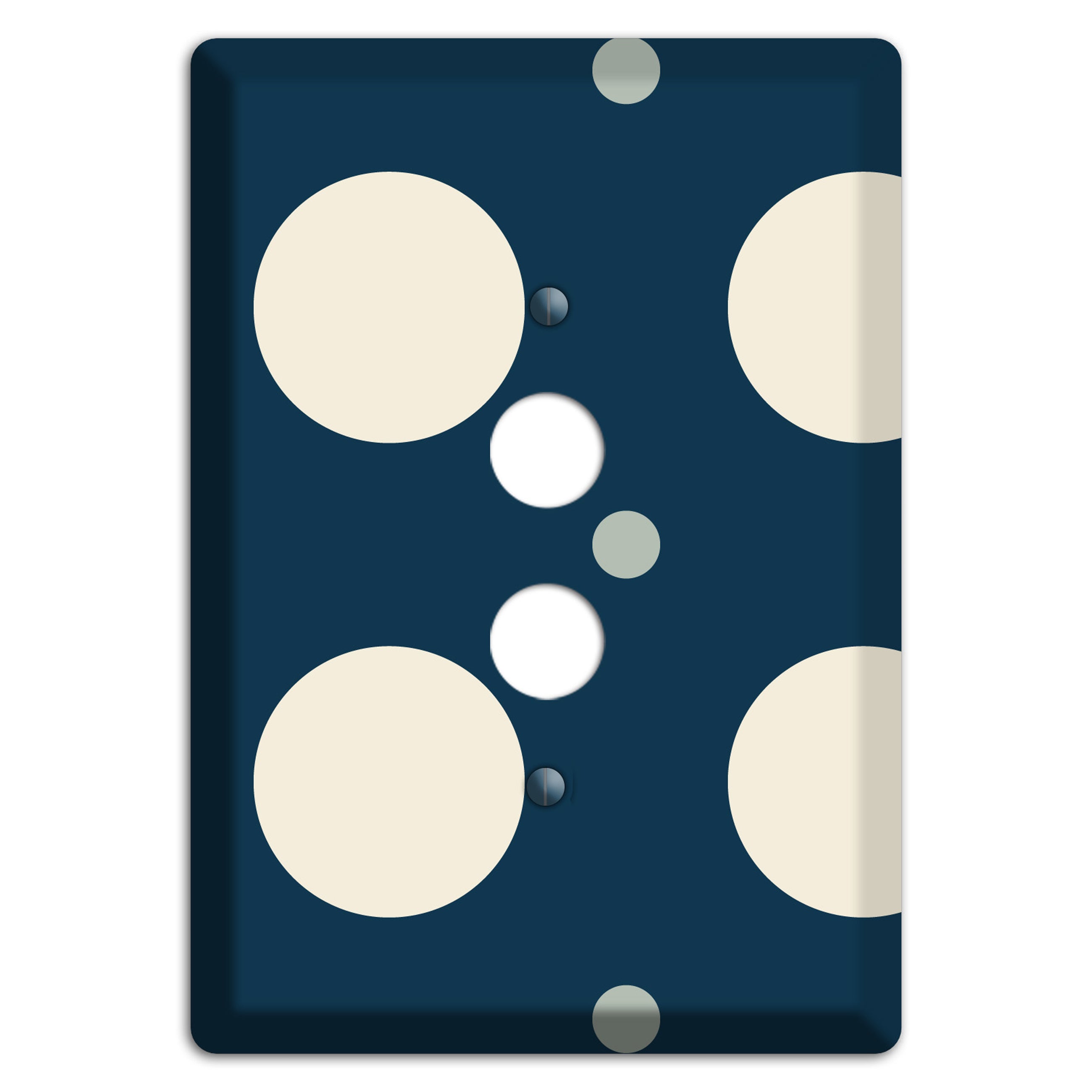 Navy with Off White and Blue Multi Medium Polka Dots 1 Pushbutton Wallplate