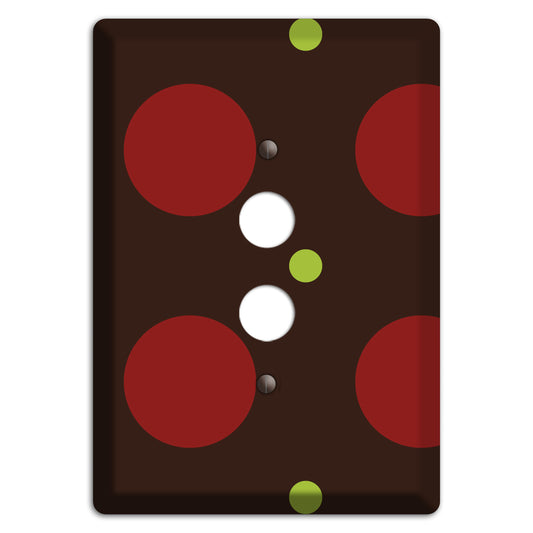 Brown with Red and Green Multi Medium Polka Dots 1 Pushbutton Wallplate