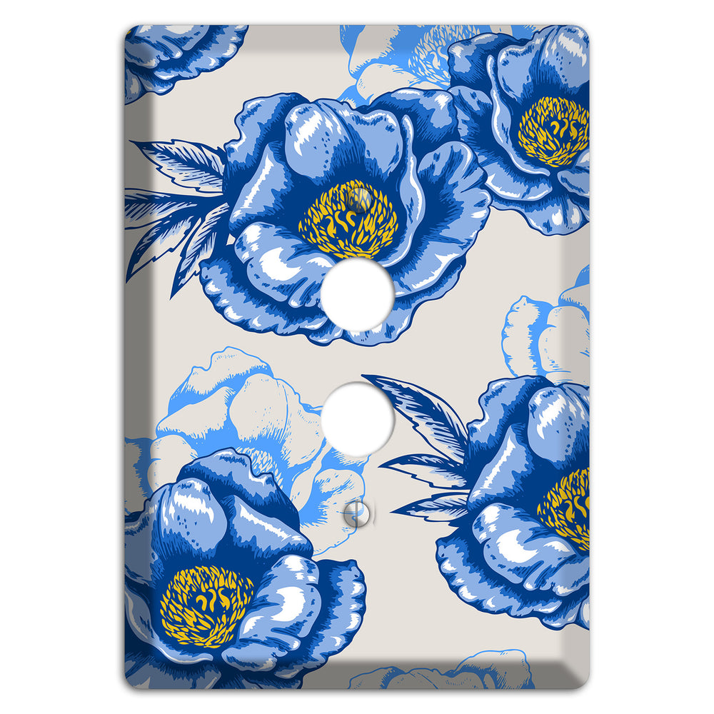 Blue Peony 1 Pushbutton Wallplate