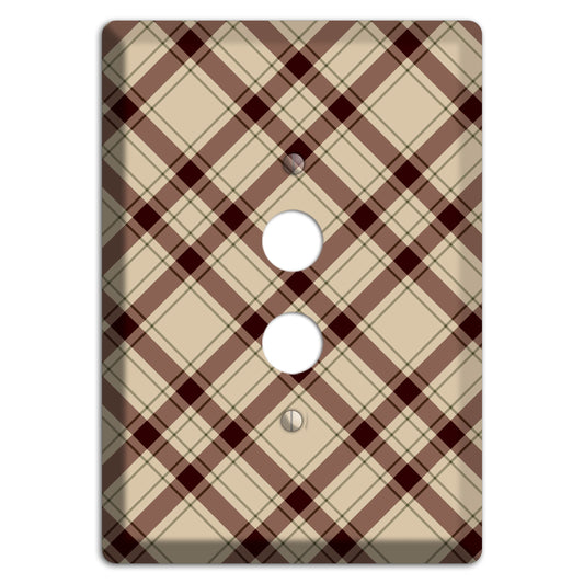 Beige and Brown Plaid 1 Pushbutton Wallplate