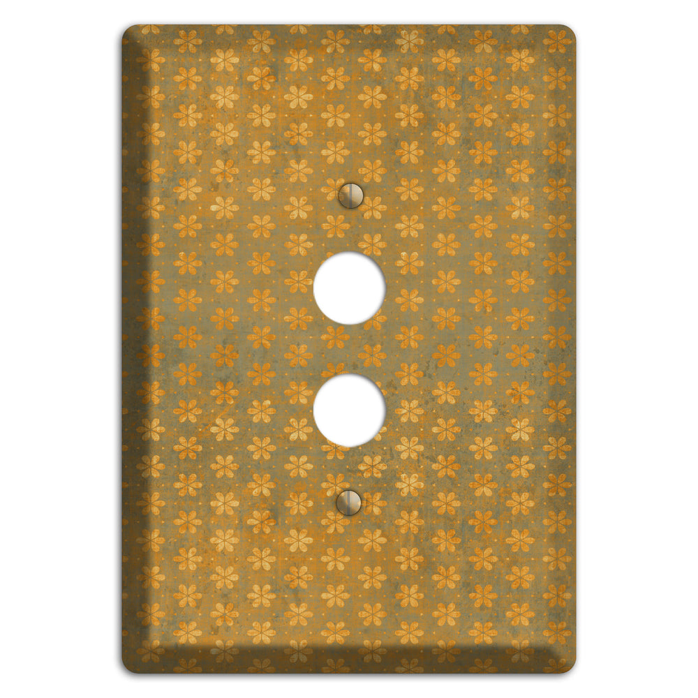 Olive Grunge Floral Contour 1 Pushbutton Wallplate
