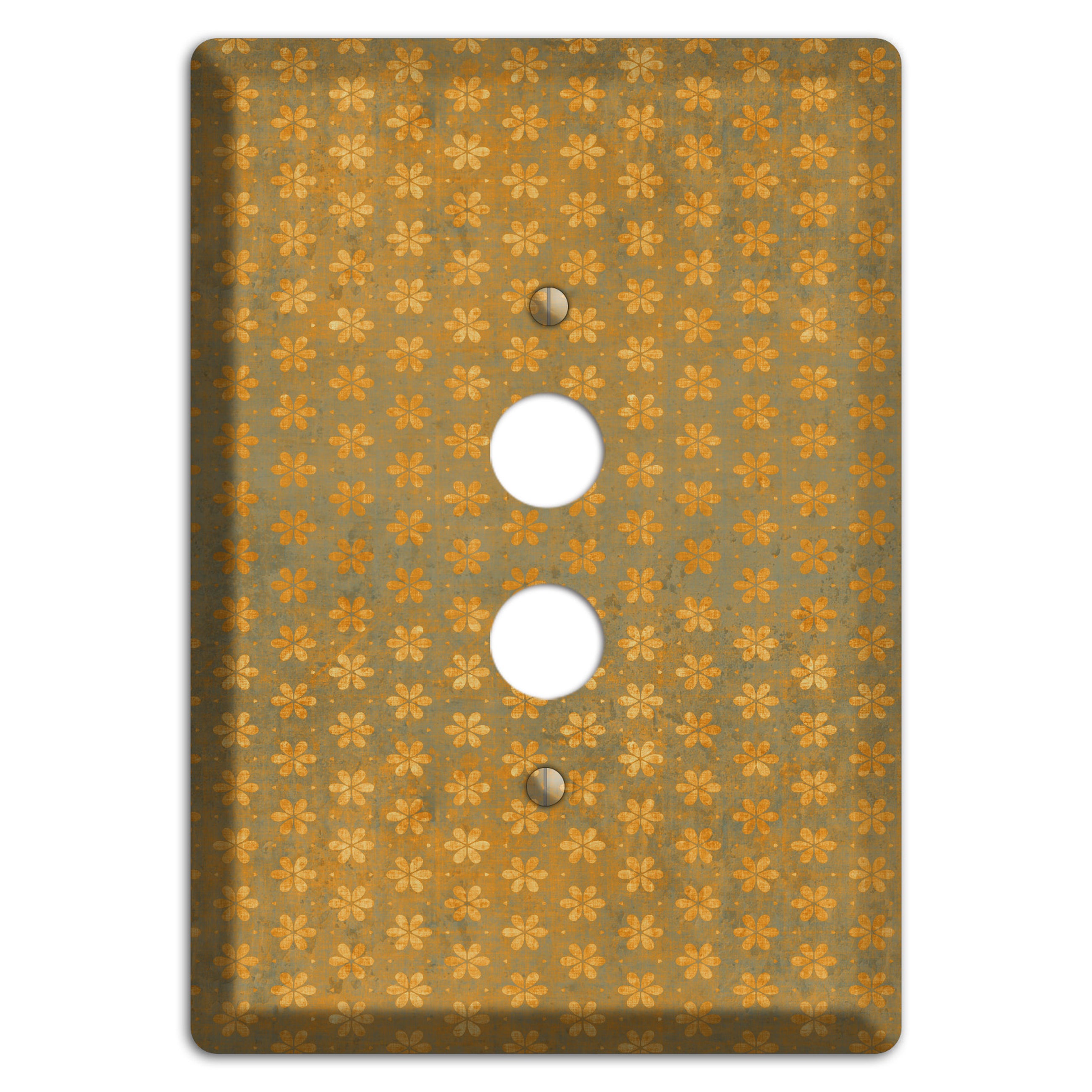 Olive Grunge Floral Contour 1 Pushbutton Wallplate