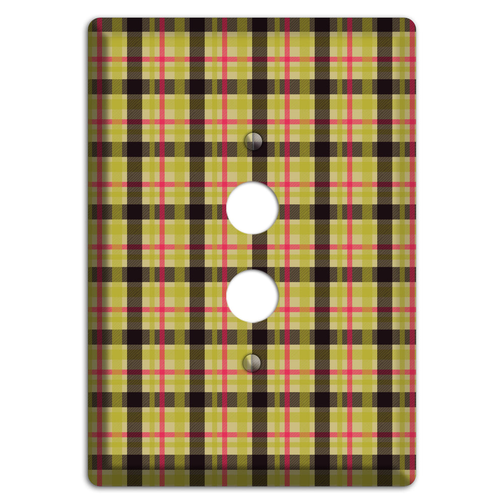 Yellow Black Red Plaid 1 Pushbutton Wallplate