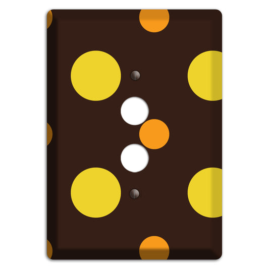 Black with Yellow and Orange Multi Medium Polka Dots 1 Pushbutton Wallplate