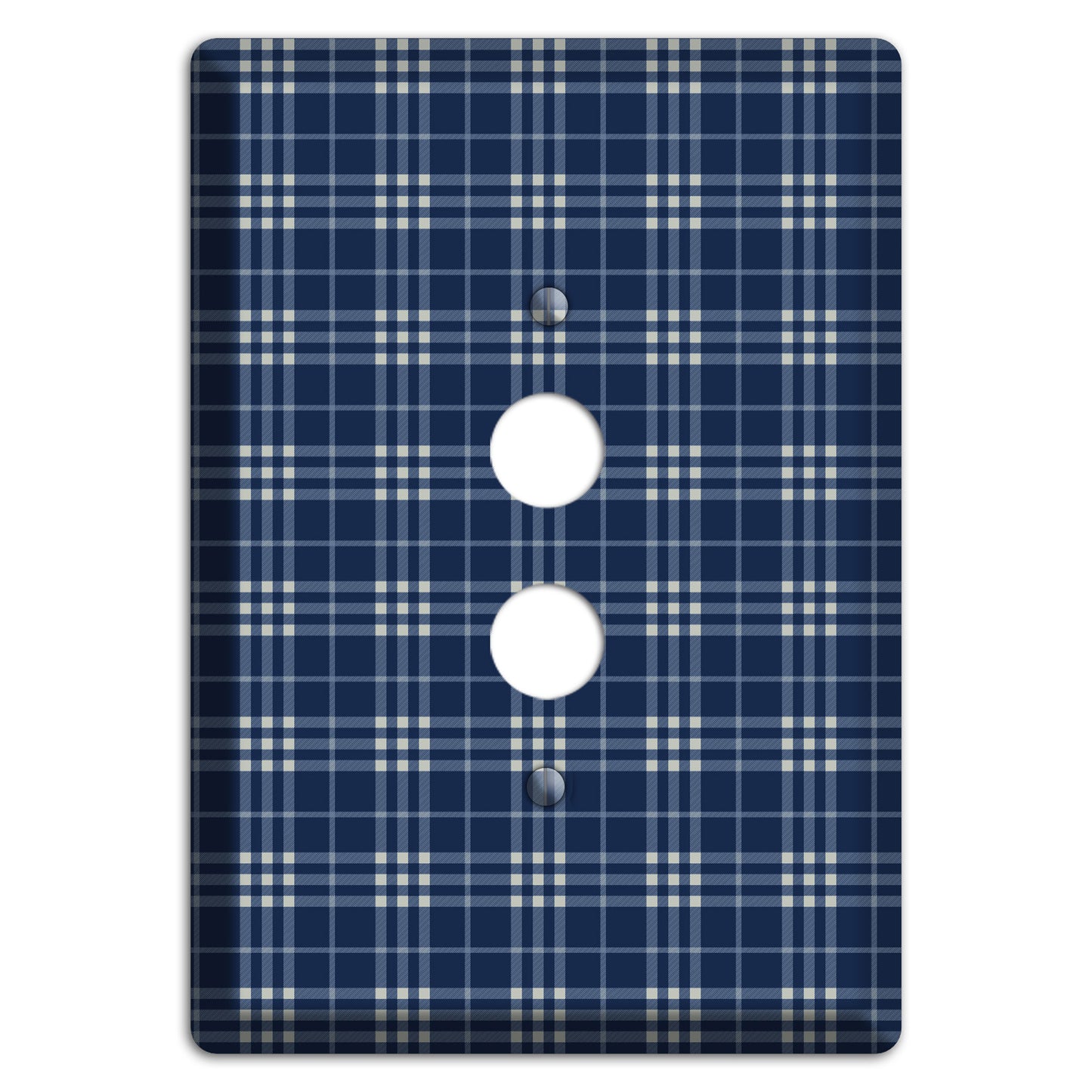 Blue and White Plaid 1 Pushbutton Wallplate