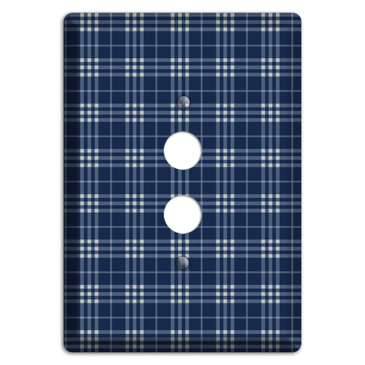 Blue and White Plaid 1 Pushbutton Wallplate