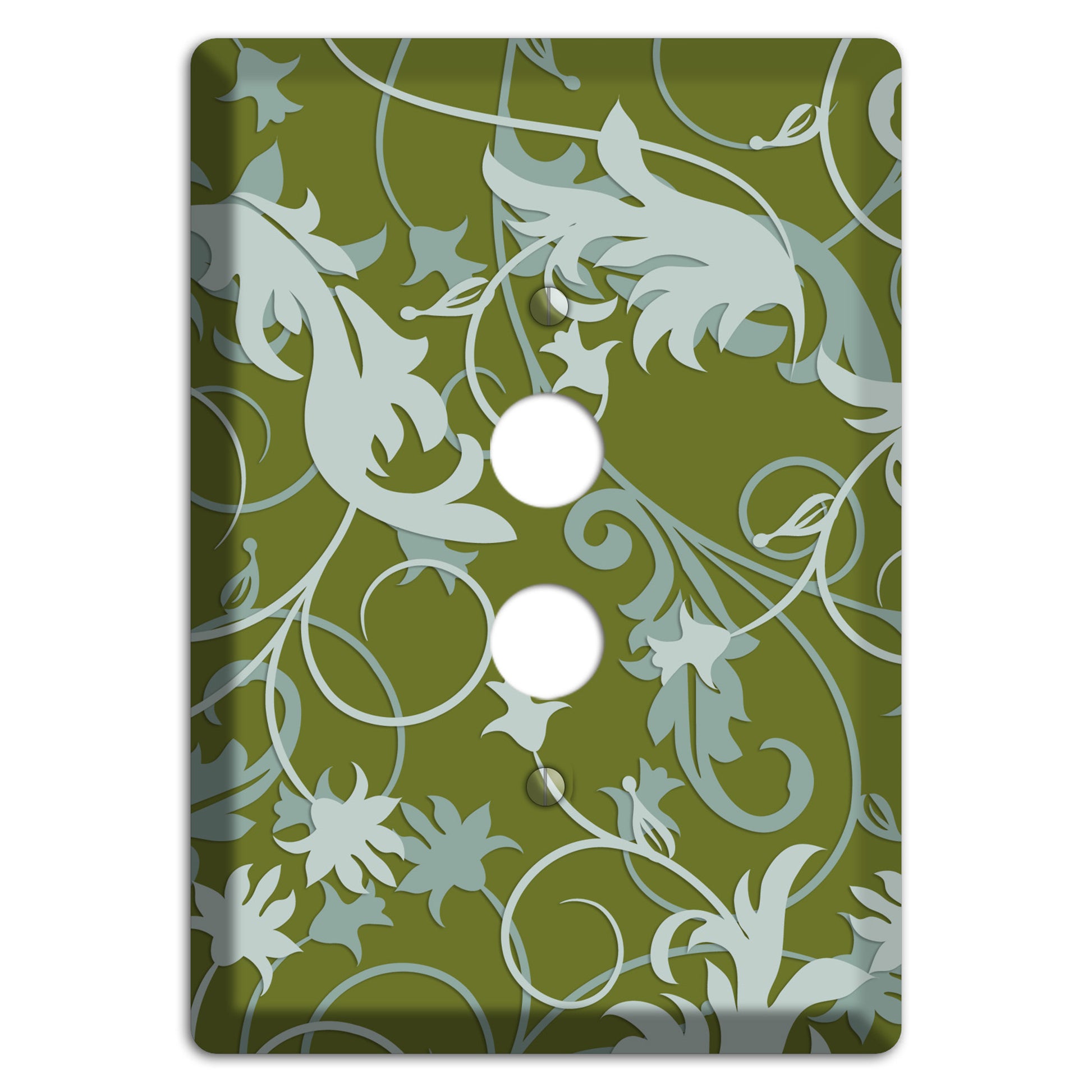 Green and Beige Victorian Sprig 1 Pushbutton Wallplate