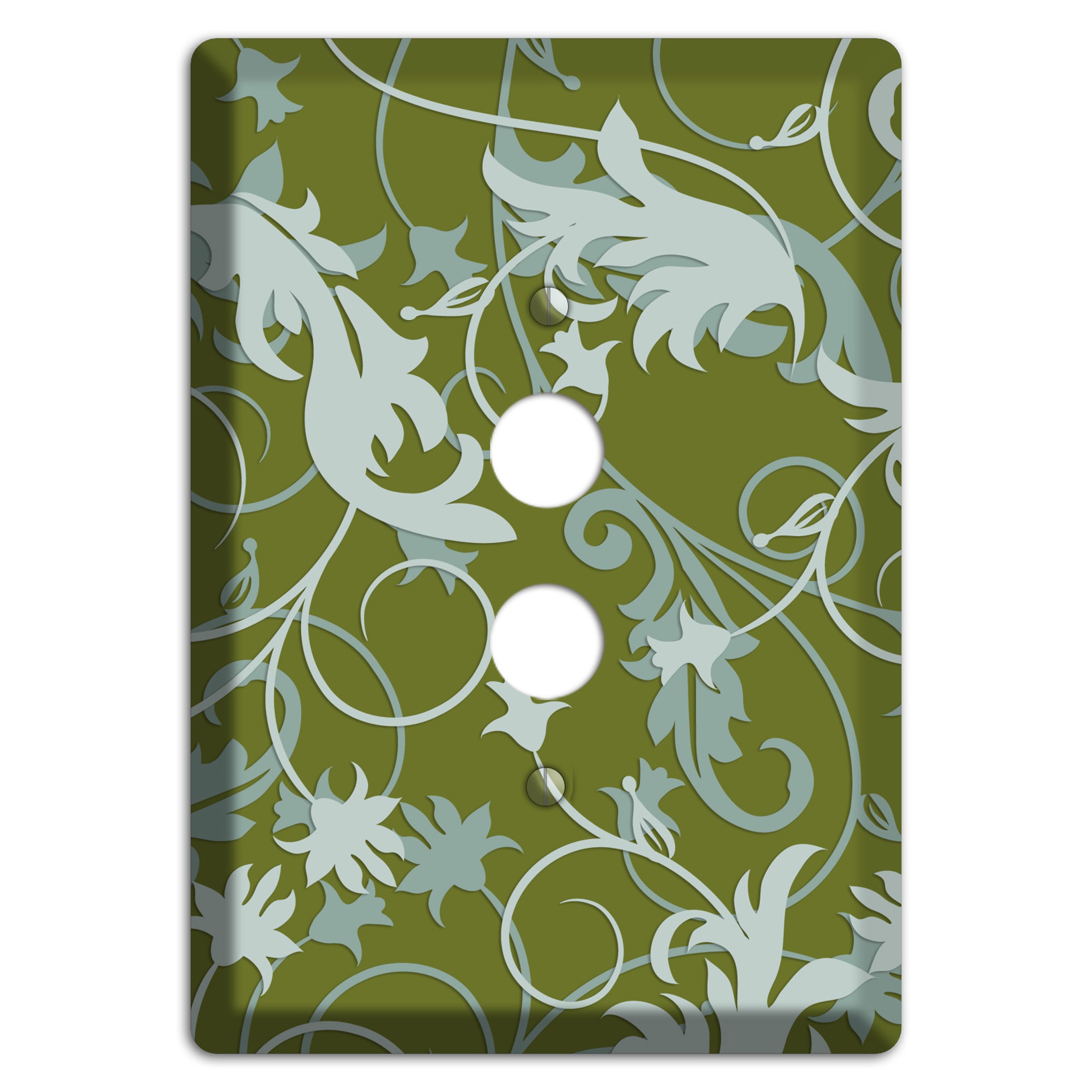 Green and Beige Victorian Sprig 1 Pushbutton Wallplate