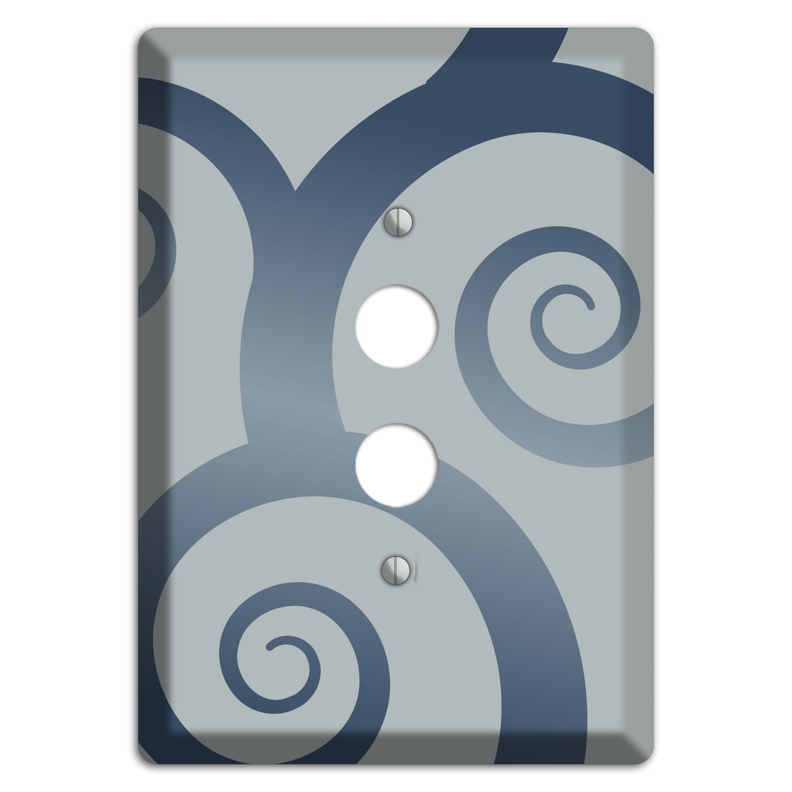 Grey with Blue Large Swirl 1 Pushbutton Wallplate