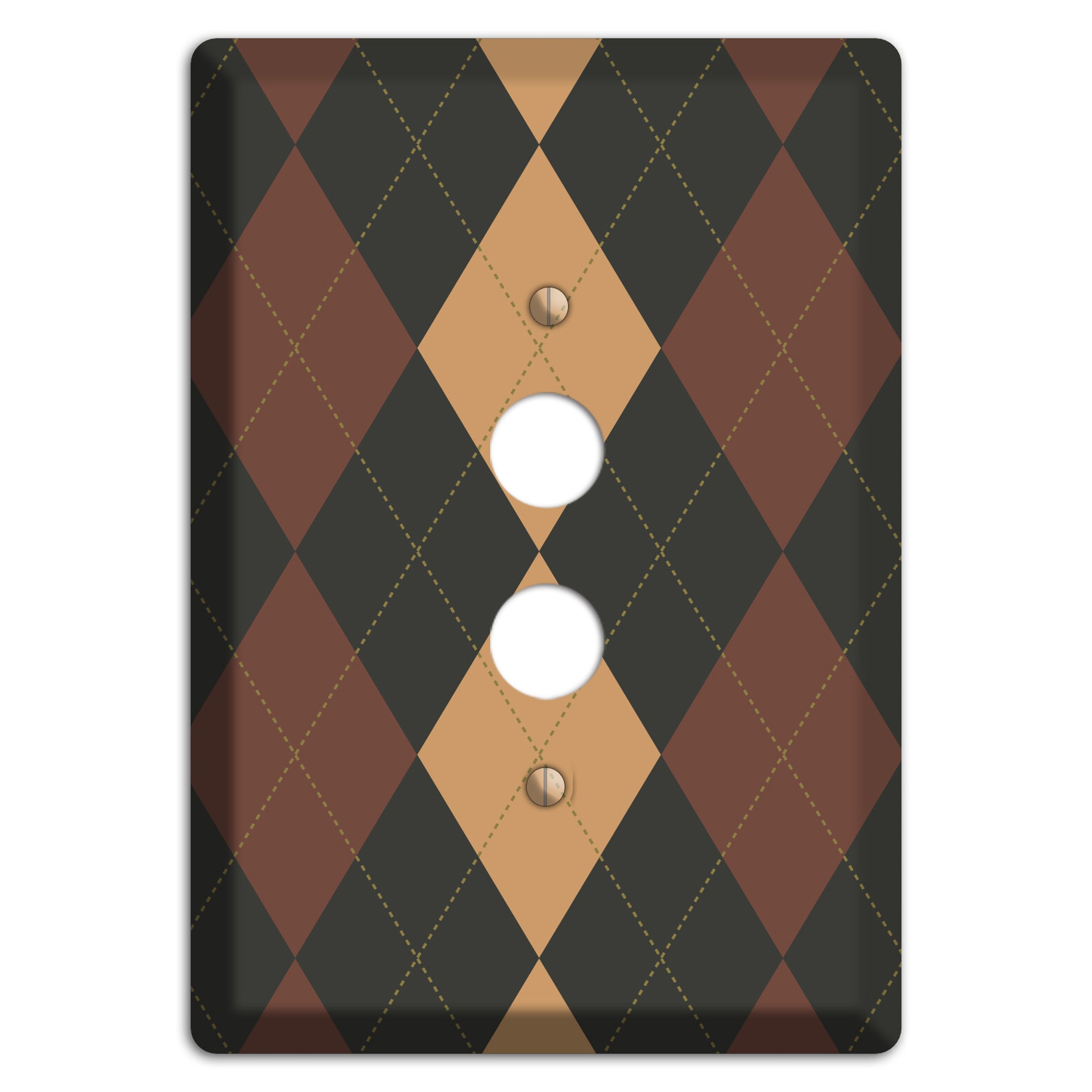 Maroon and Tan Argyle 1 Pushbutton Wallplate