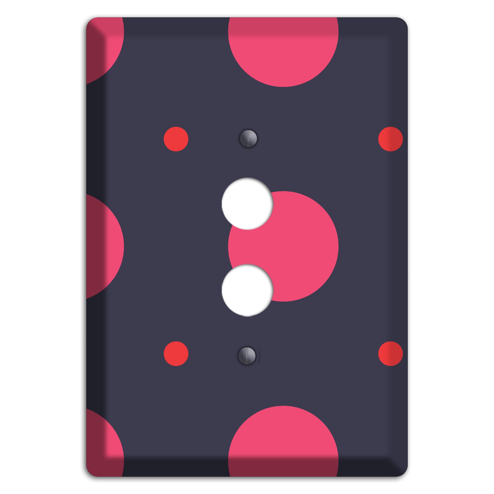 Dark Grey with Fuschia Multi Tiled Medium Dots 1 Pushbutton Wallplate