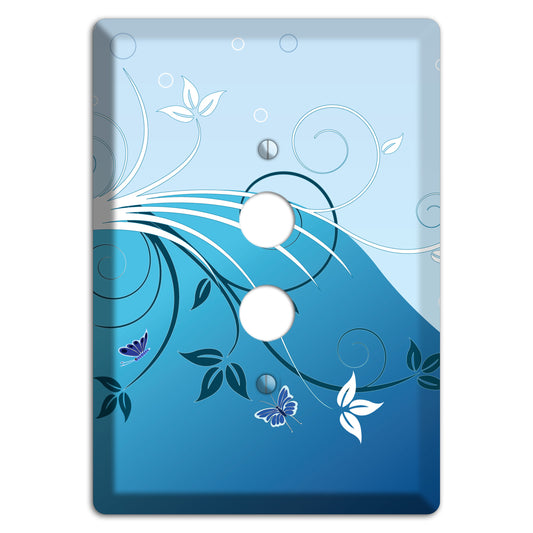 Blue Floral Sprig 1 Pushbutton Wallplate