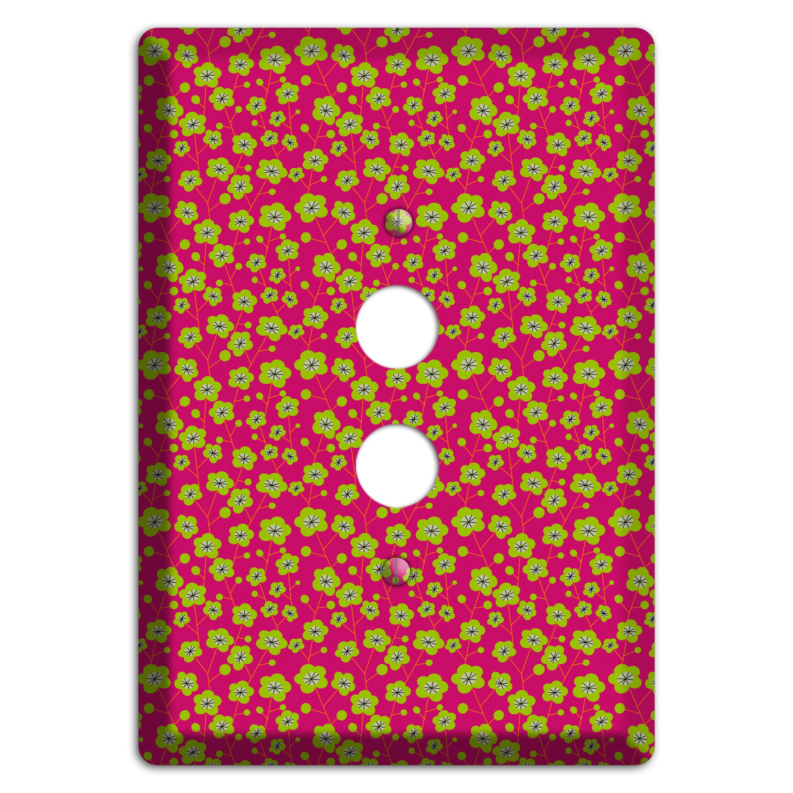 Fuschia and Yellow Calico 1 Pushbutton Wallplate