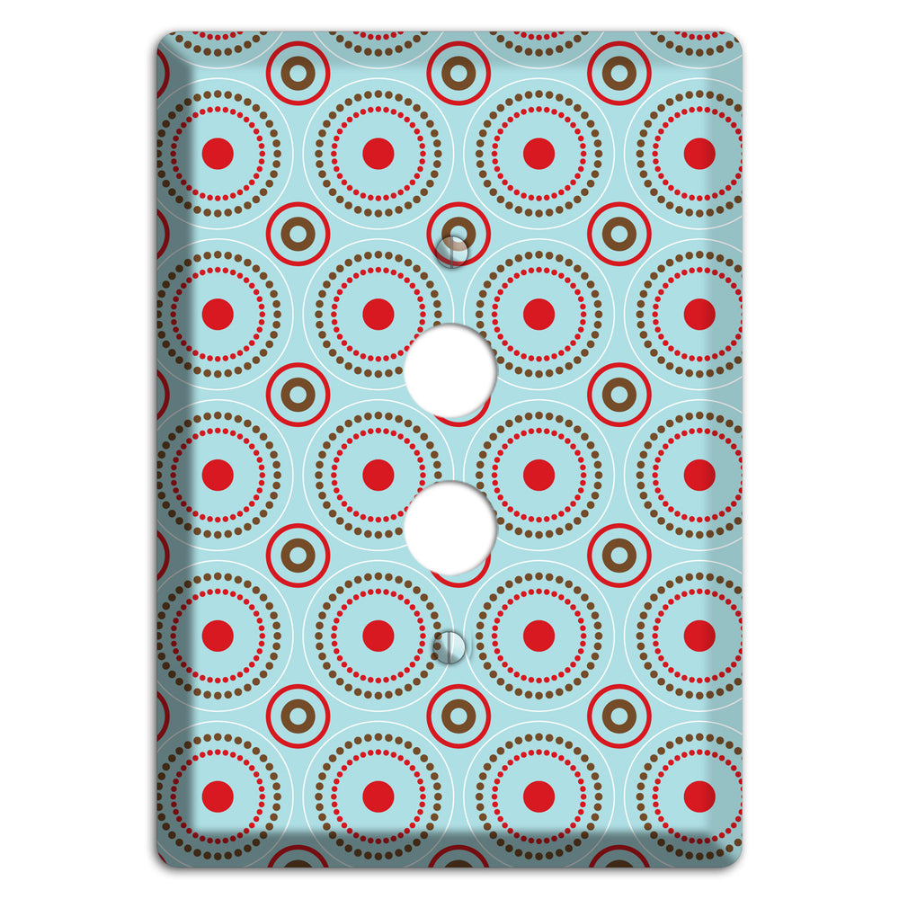 Dusty Blue with Red and Brown Retro Suzani 1 Pushbutton Wallplate