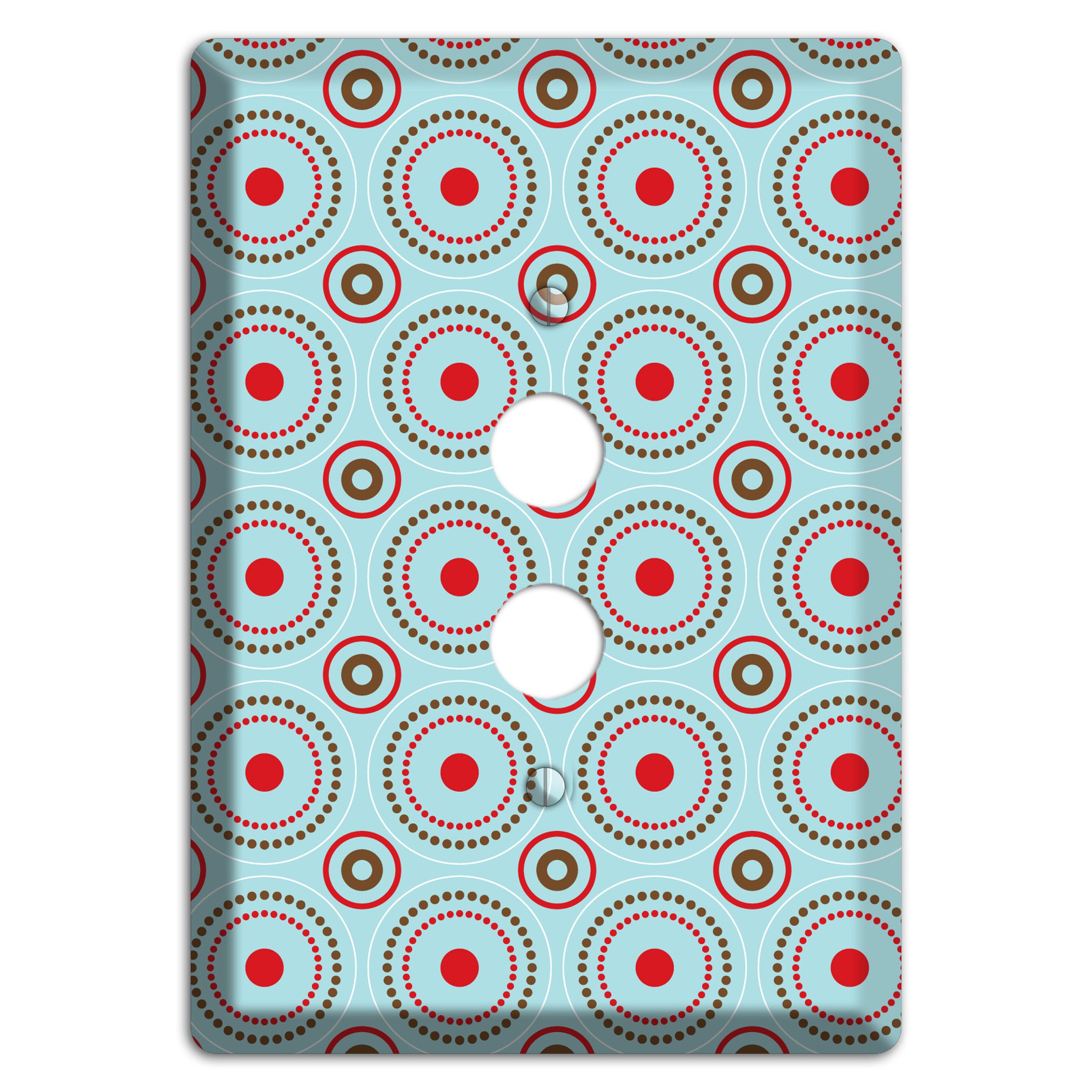 Dusty Blue with Red and Brown Retro Suzani 1 Pushbutton Wallplate