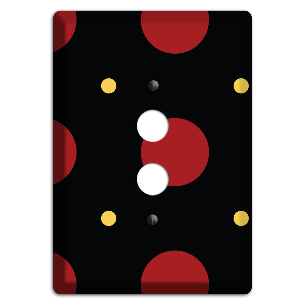 Black with Red and Yellow Multi Tiled Medium Dots 1 Pushbutton Wallplate